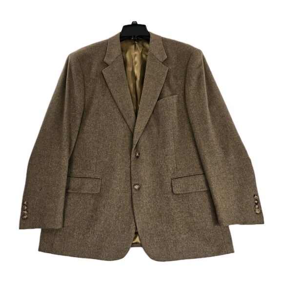 Bill Blass Blazer Mens 44R Brown 100% Camel Hair Two Button Sport Coat Classic - Picture 1 of 16